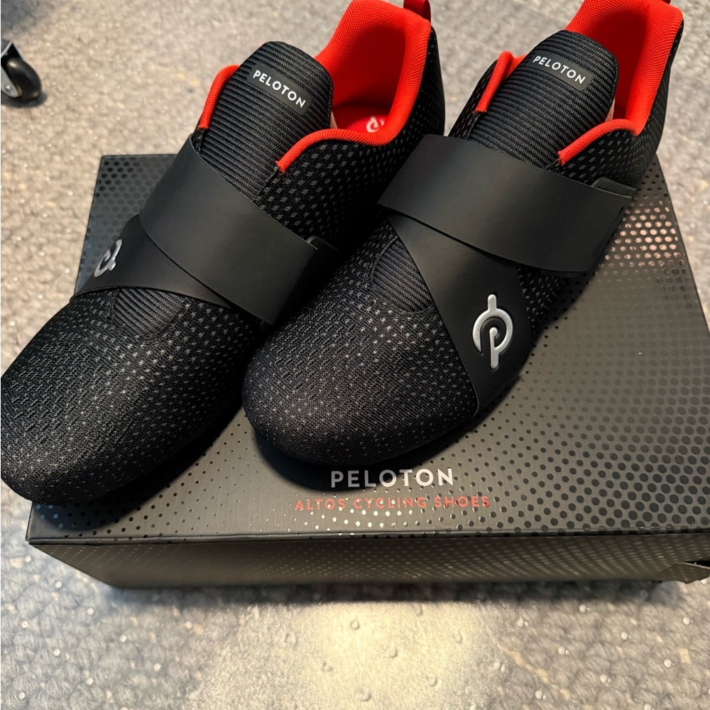 Peloton Black and Red Athletic Shoes